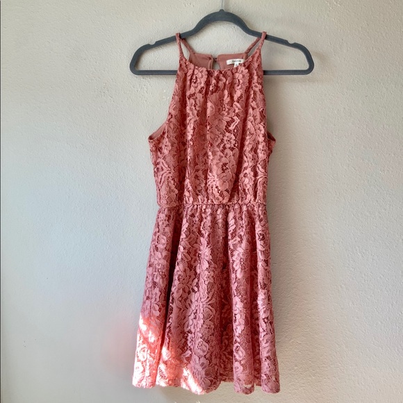 Dusty Rose Lace Dress - Picture 2 of 9